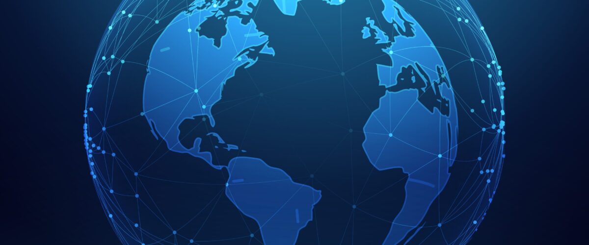 digital technology planet earth inside network lines array impact environnemental